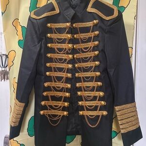 Mens or Womens Black and Gold Military Style Jacket Costume